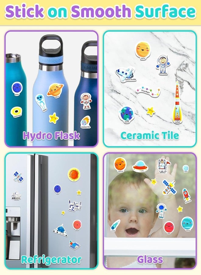 Slipps Jelly Reusable Fun Sticker Books for Kids Toddlers 1-6 Years, 36 Pcs Cute Waterproof Stickers for Teens Girls Boys (Space) - Image 4